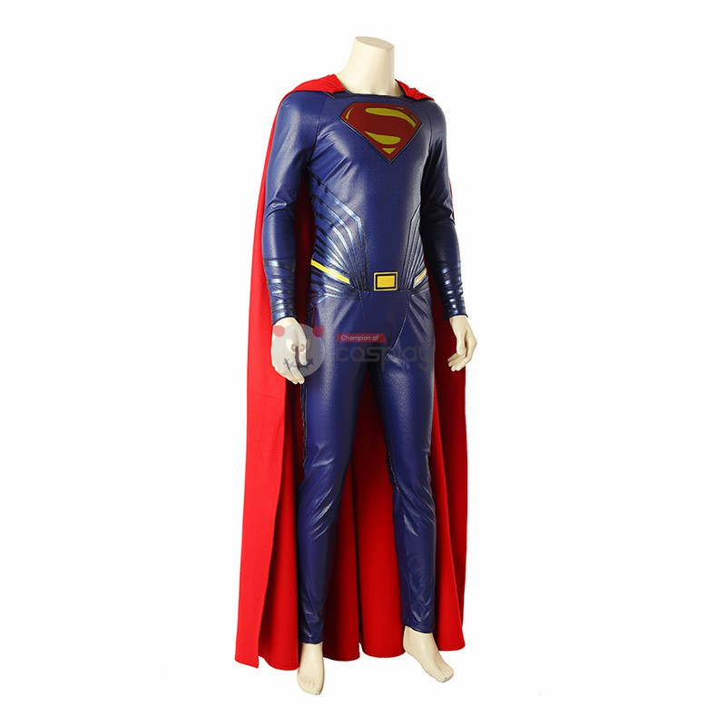 Blue Clark Kent Cosplay Costume Leather Halloween Suit Top Level