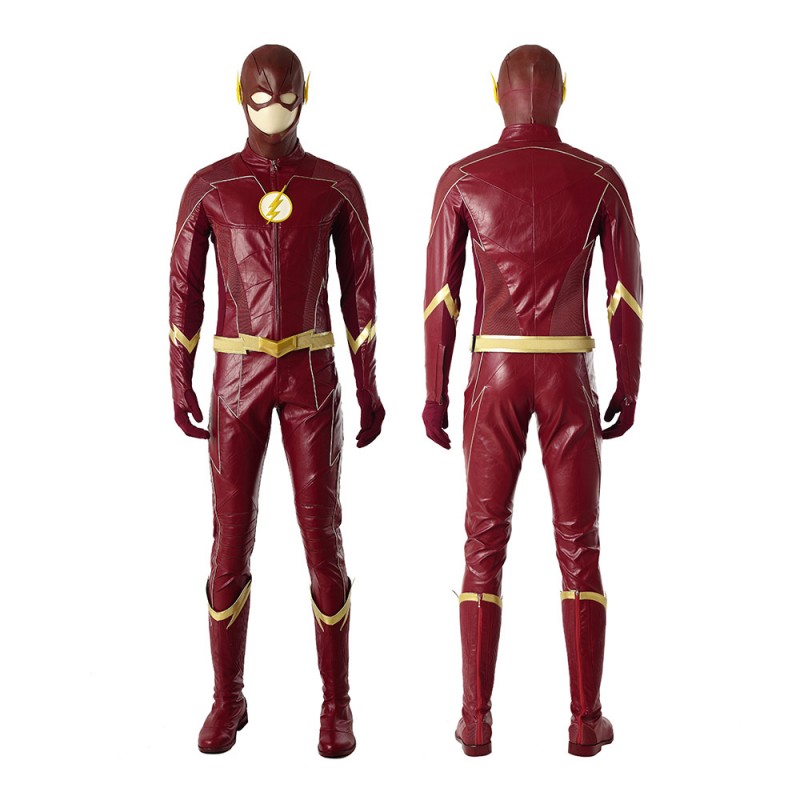 TF Season 4 Barry Allen Cosplay Costume Leather Deluxe Suit