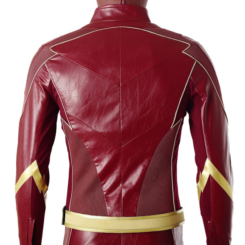 TF Season 4 Barry Allen Cosplay Costume Leather Deluxe Suit
