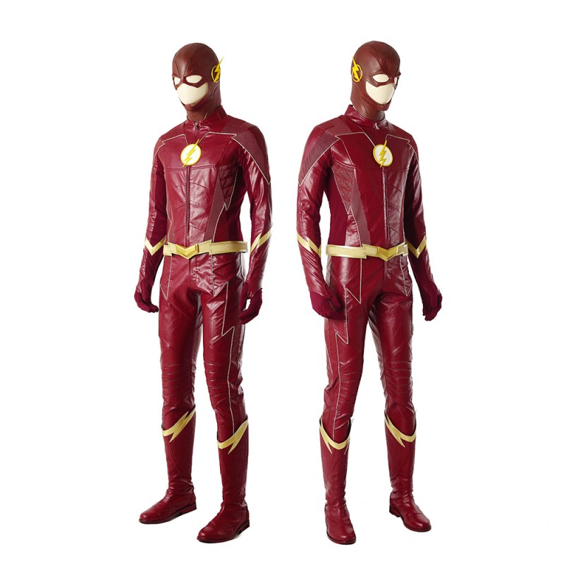 TF Season 4 Barry Allen Cosplay Costume Leather Deluxe Suit
