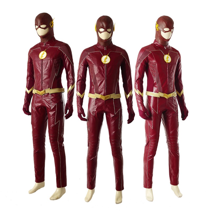 TF Season 4 Barry Allen Cosplay Costume Leather Deluxe Suit