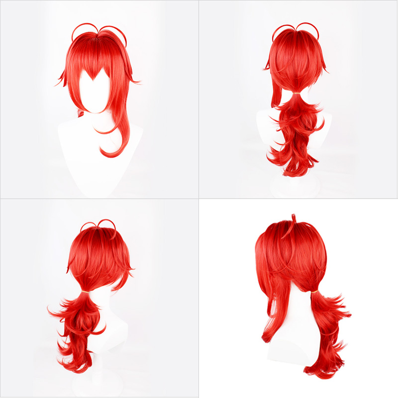 Genshin Impact Diluc Cosplay Costume Red Suit