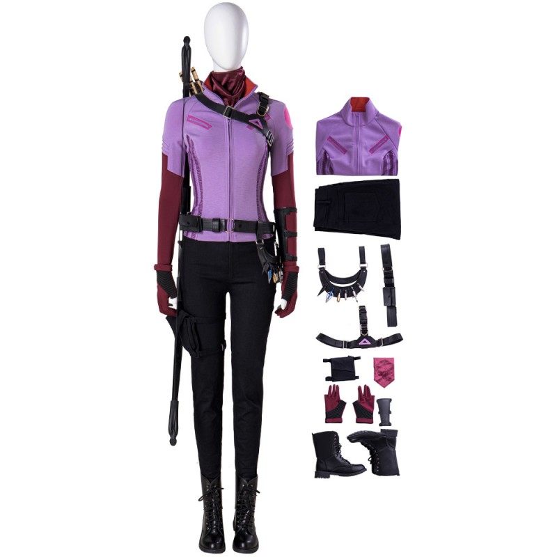 Clearance Sale - Female Large Size with 6 US Shoes Hawkeye Kate Bishop Cosplay Costume Upgraded Version