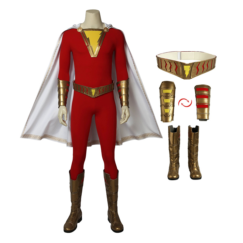 Shazam Costume Billy Batson Captain Marvel Cosplay Halloween Custom Made Suit