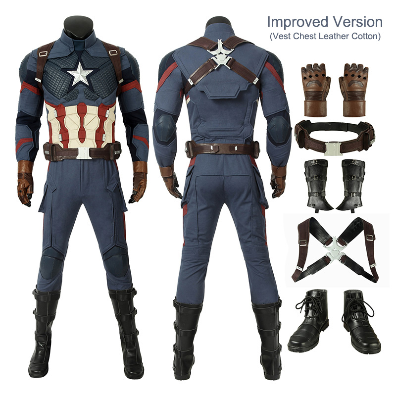 Captain America Steve Rogers Avengers 4 Endgame Costume Suit