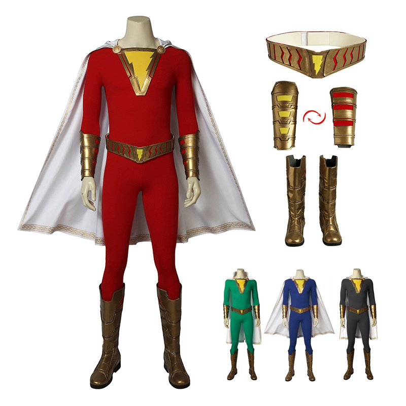 Shazam Costume Billy Batson Captain Marvel Cosplay Halloween Custom Made Suit