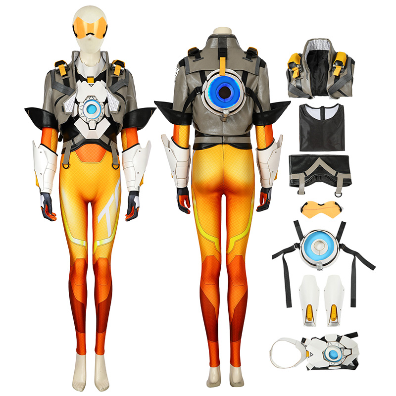Latest Game Costume Tracer Lena Oxton Nanosuit Jumpsuits Cosplay Costsume Coat 