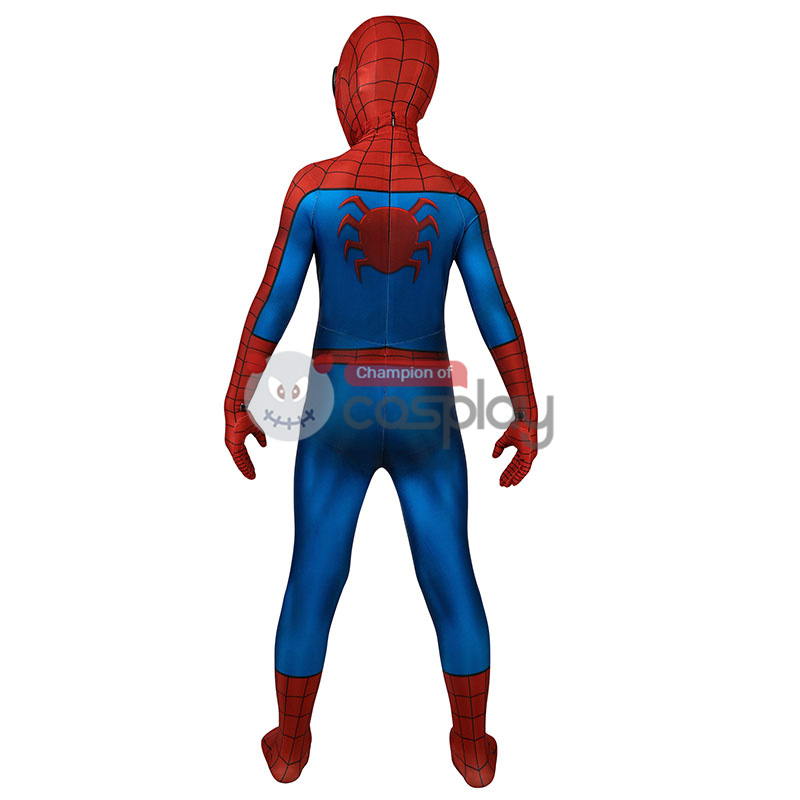 Spiderman Far From Home Cosplay Kids Jumpsuit – Boys Superhero Costume With Mask, Red & Black