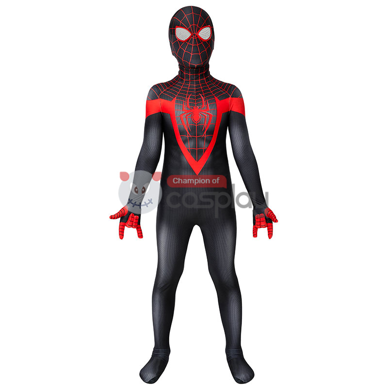 Kids Ultimate Spider Man Cosplay Costume Spiderman PS5 Miles Morales Jumpsuit