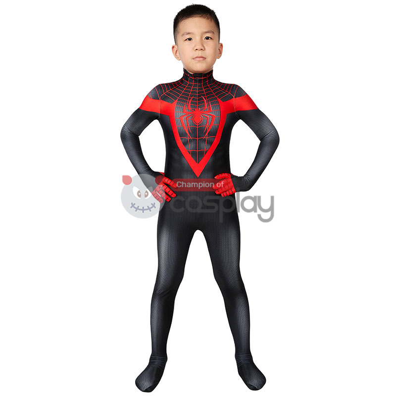 Kids Ultimate Spider Man Cosplay Costume Spiderman PS5 Miles Morales Jumpsuit