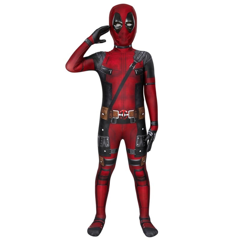 Kids Deadpool Cosplay Costume full set Jumpsuit