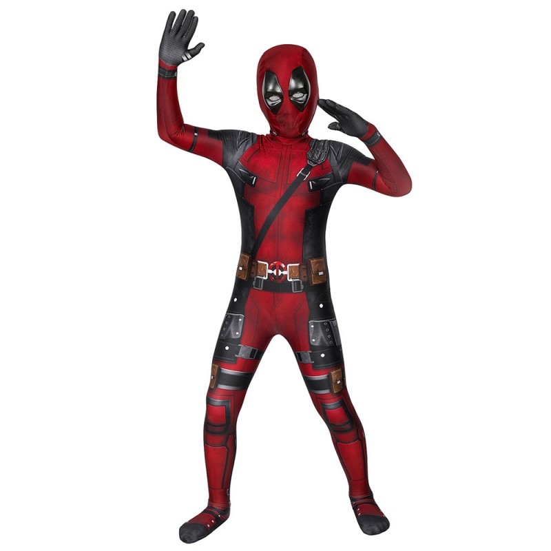 Kids Deadpool Cosplay Costume full set Jumpsuit