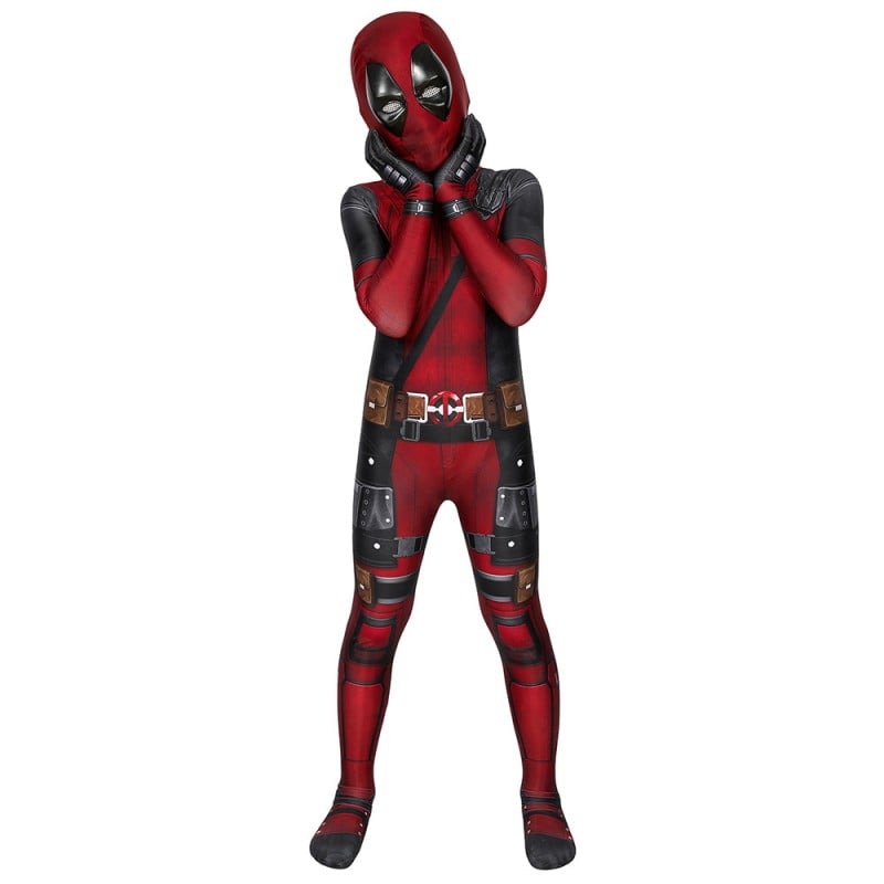 Kids Deadpool Cosplay Costume full set Jumpsuit