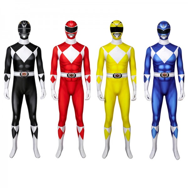 Adult Power Rangers Jumpsuit Mighty Morphin Power Rangers Cosplay ...