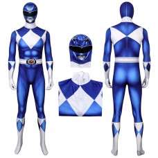Clearance Sale - Ready To Ship - Adult Blue Power Rangers Jumpsuit Cosplay Costumes Male Large Size with 12 US EVA Foot Pad