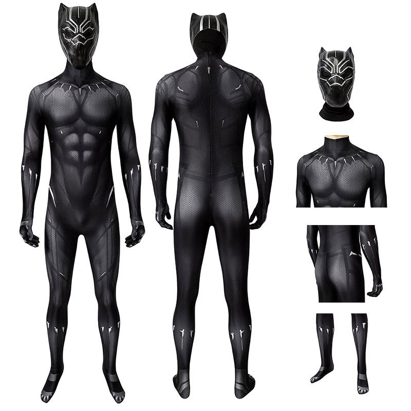 New Black Panther Cosplay Costume T'Challa Jumpsuit