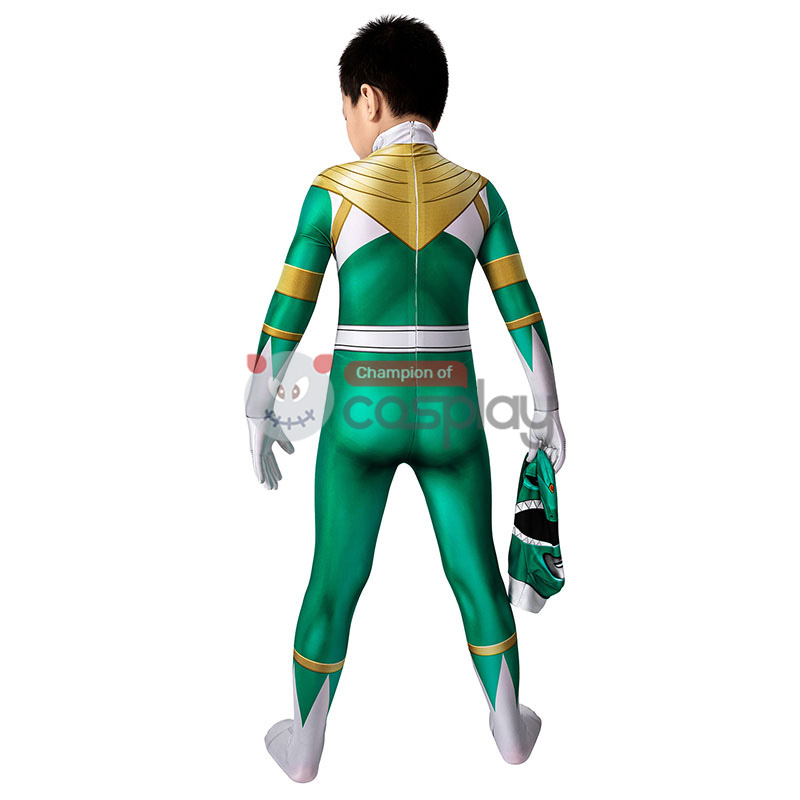 Mighty Morphin Power Rangers Cosplay Costume Green Ranger Jumpsuit for Kids