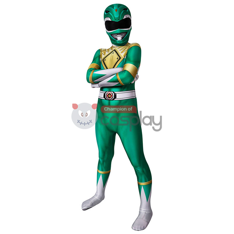 Mighty Morphin Power Rangers Cosplay Costume Green Ranger Jumpsuit for Kids