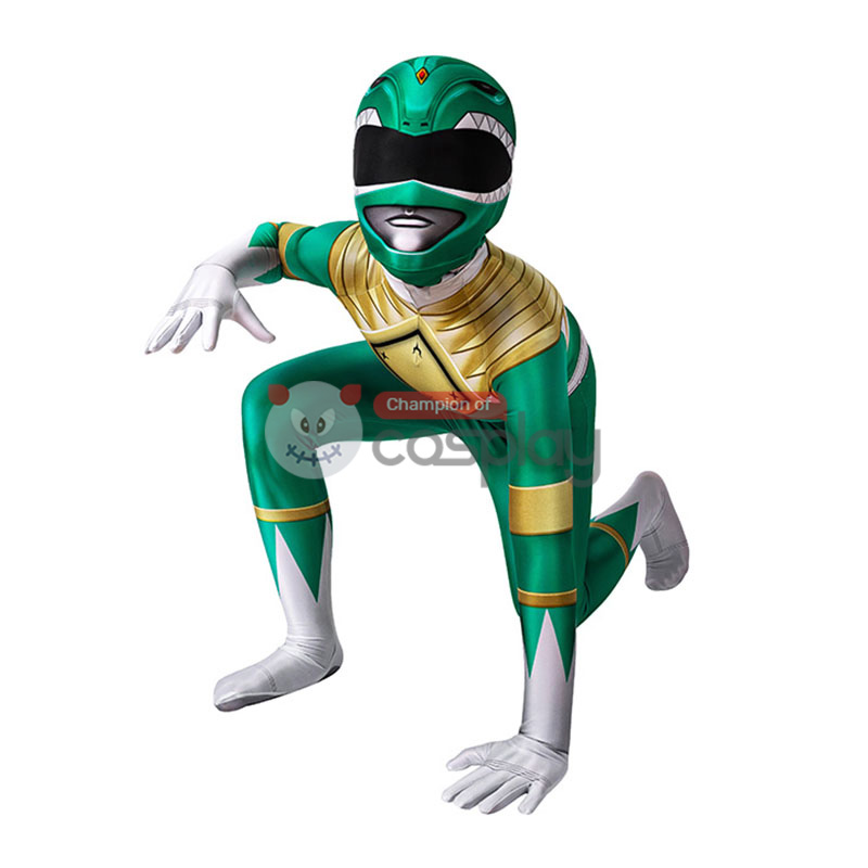 Mighty Morphin Power Rangers Cosplay Costume Green Ranger Jumpsuit for Kids