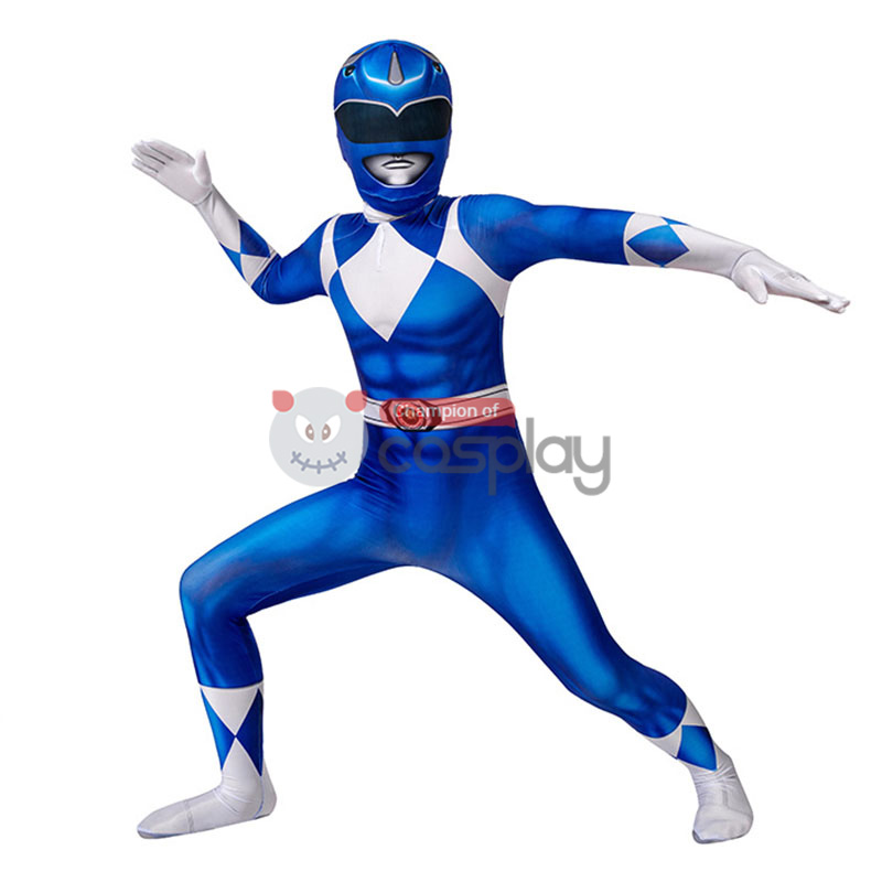 Blue Ranger Jumpsuit Mighty Morphin Power Rangers Cosplay Suit for Kids
