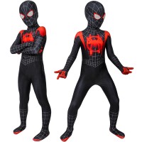 Kids Miles Morales Costume Spider-Man Into the Spider-Verse Cosplay Suit