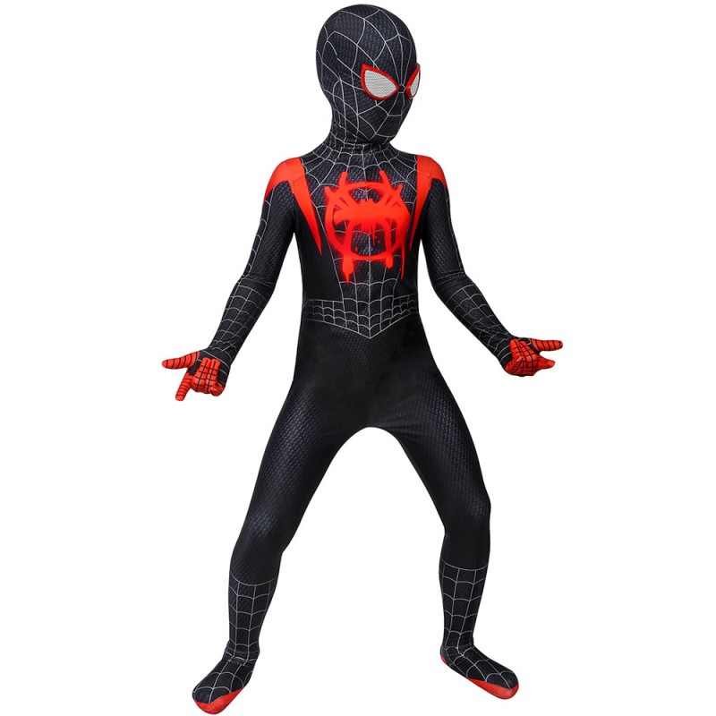 Kids Miles Morales Costume Spider-Man Into the Spider-Verse Cosplay Suit