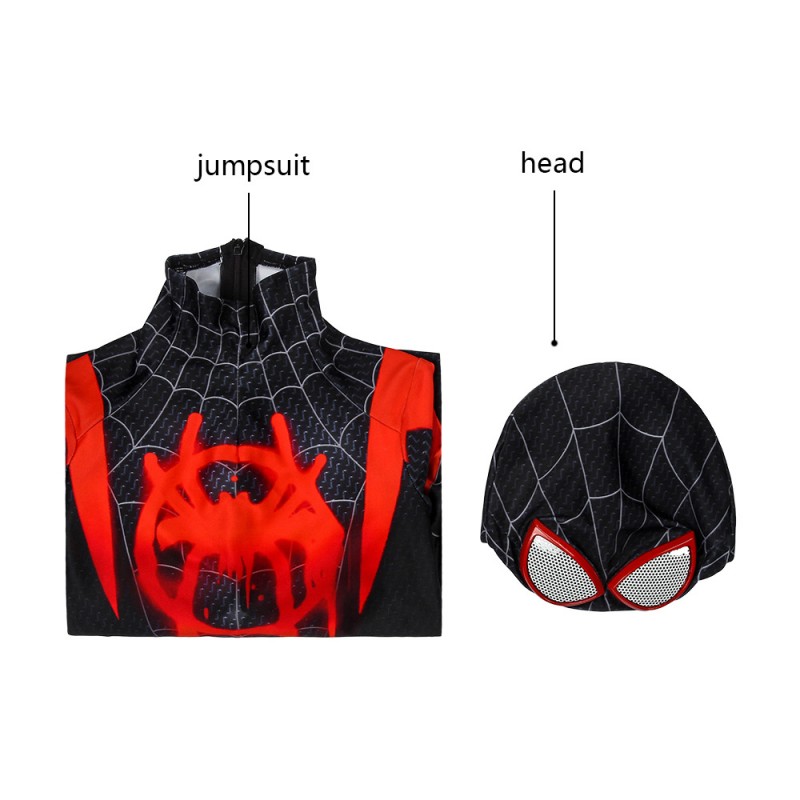 Kids Miles Morales Costume Spider-Man Into the Spider-Verse Cosplay Suit