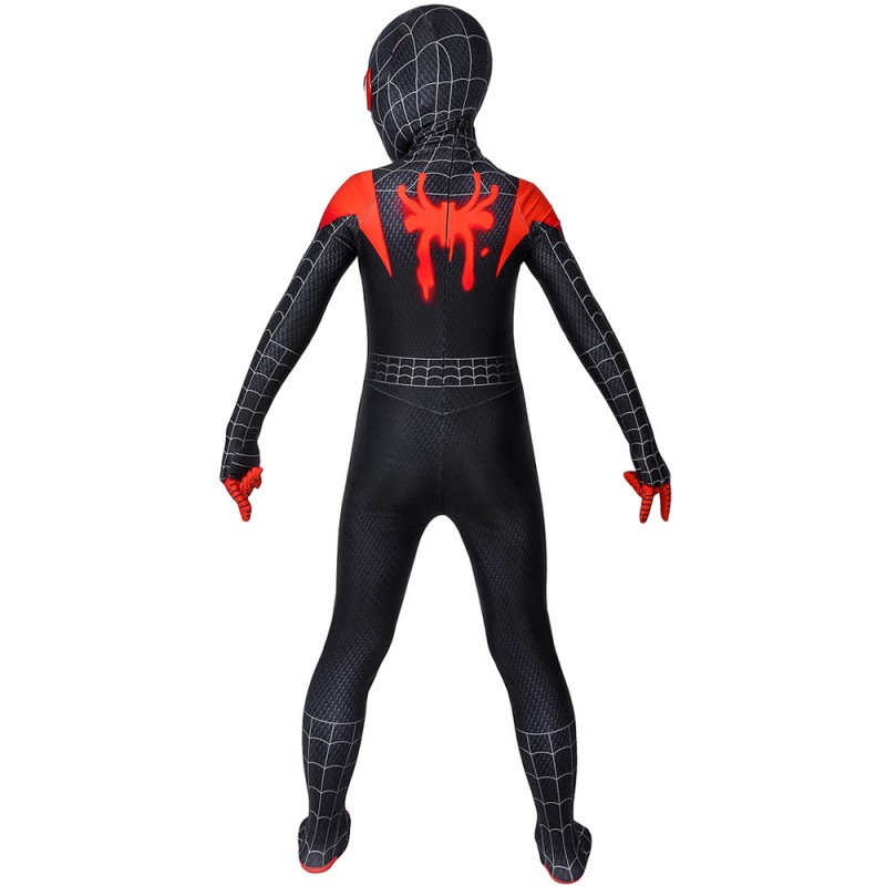Kids Miles Morales Costume Spider-Man Into the Spider-Verse Cosplay Suit