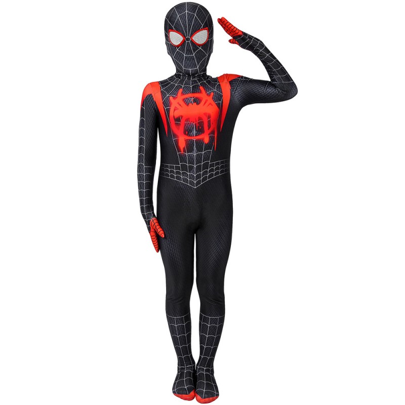 Kids Miles Morales Costume Spider-Man Into the Spider-Verse Cosplay Suit