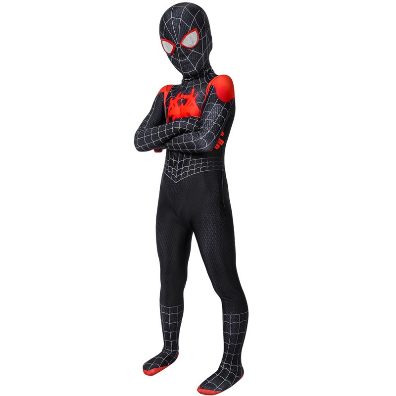 Kids Miles Morales Costume Spider-Man Into the Spider-Verse Cosplay Suit