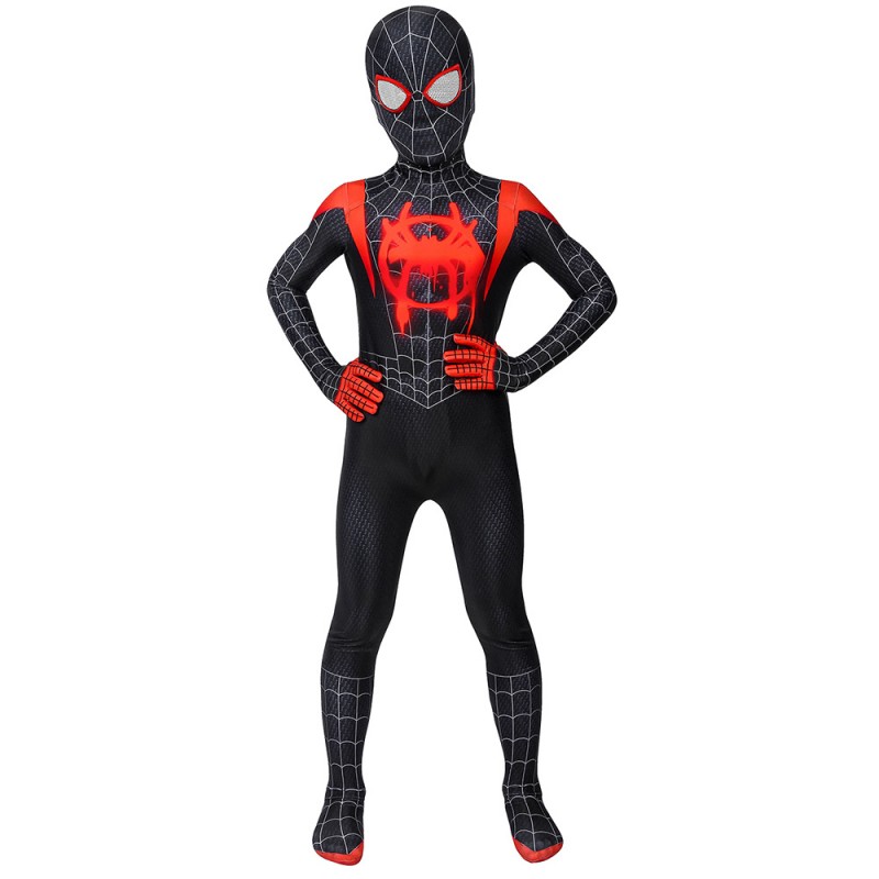 Kids Miles Morales Costume Spider-Man Into the Spider-Verse Cosplay Suit