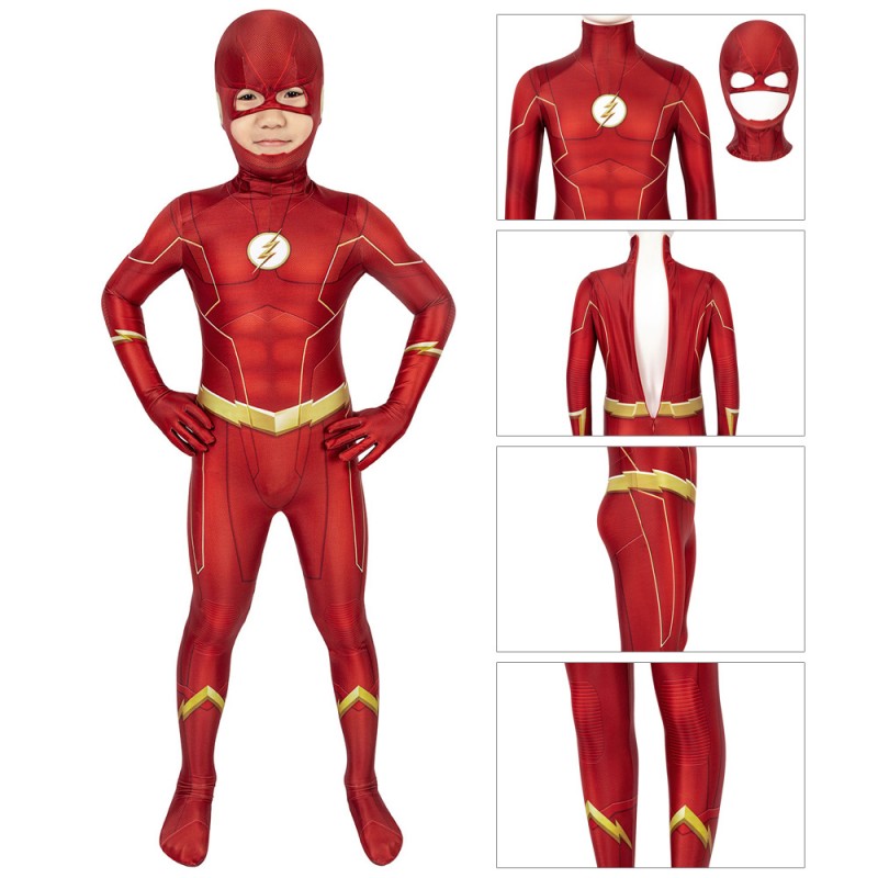 Kids Barry Allen Bodysuit Superhero Red Cosplay Costume