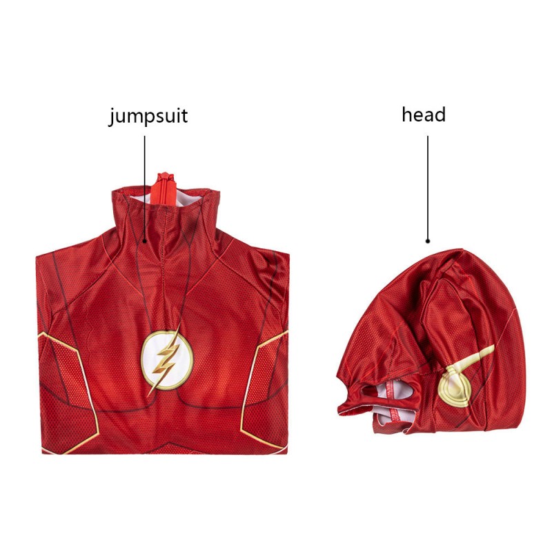 Kids Flash Costume Barry Allen Jumpsuit The Flash Season 6 Zentai Cosplay Costume