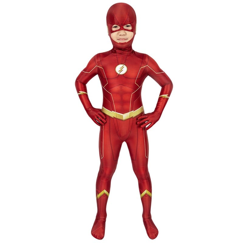 Children Barry Allen Red Bodysuit Halloween Champion Cosplay Costumes