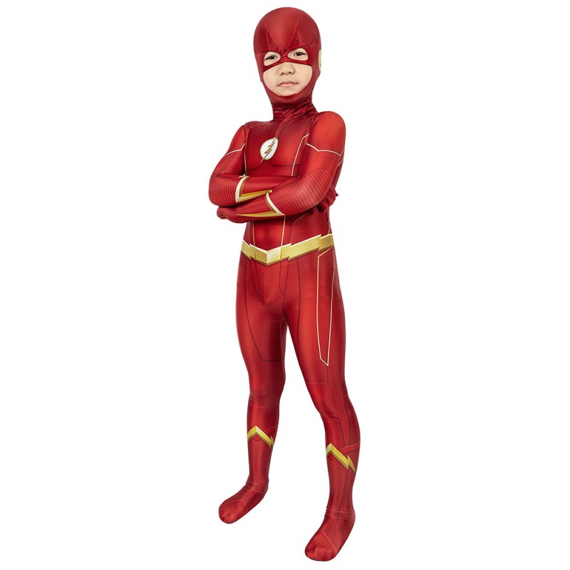 Children Barry Allen Bodysuit Red Champion Cosplay Costumes