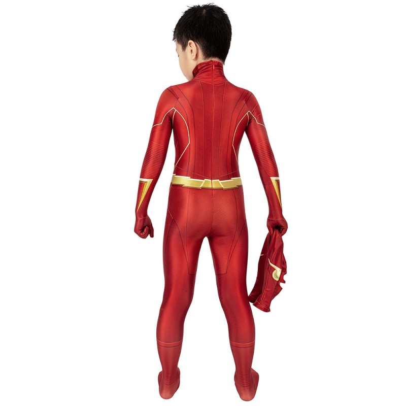 Children Barry Allen Red Bodysuit Halloween Champion Cosplay Costumes