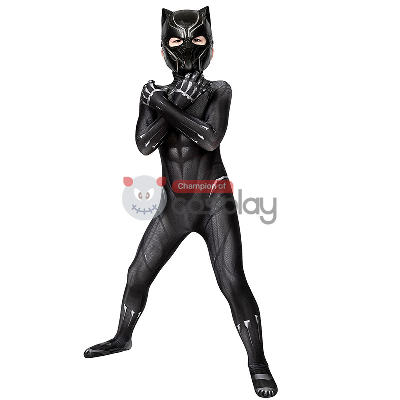 Black Panther Cosplay Costume T'Challa Jumpsuit for Kids