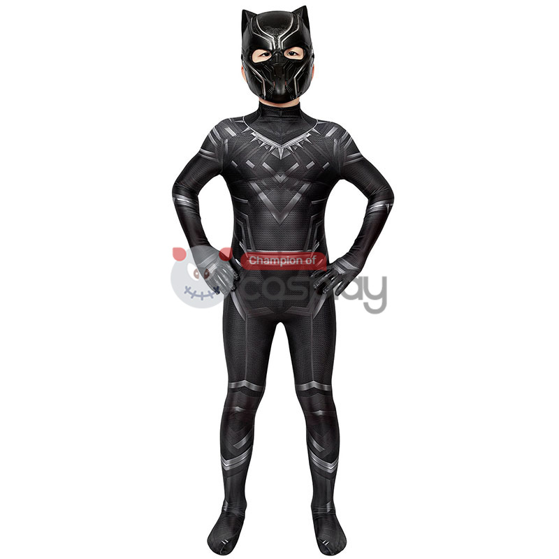Kids Captain America Civil War T'Challa Cosplay Costume Black Panther Jumpsuit