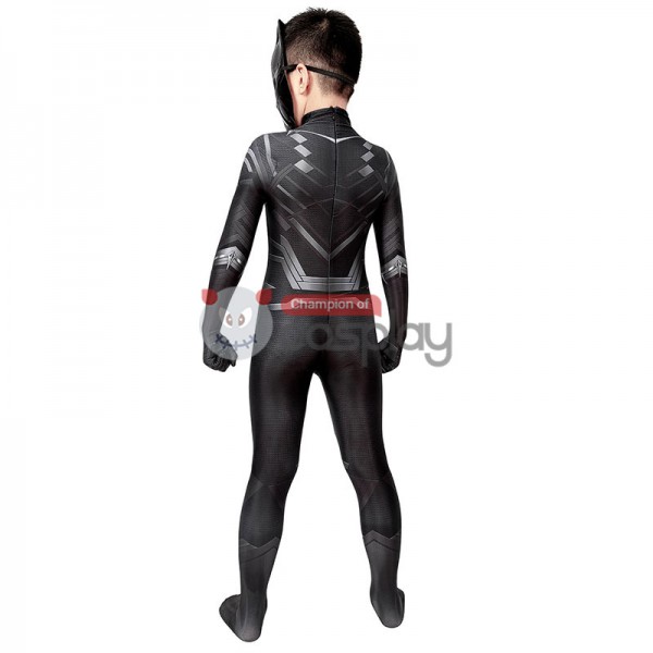 Kids Captain America Civil War T'Challa Cosplay Costume Black