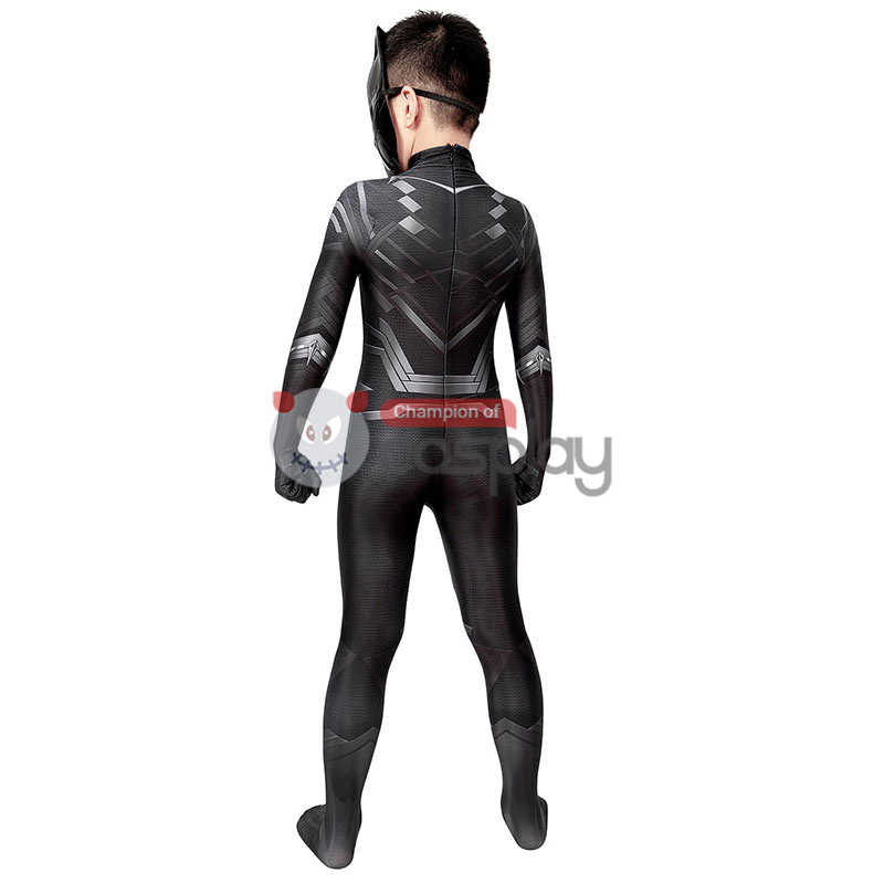 Kids Captain America Civil War T'Challa Cosplay Costume Black Panther Jumpsuit