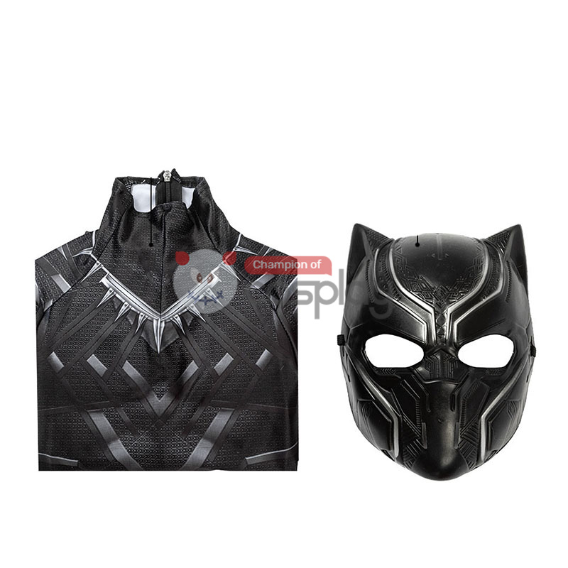 Kids Captain America Civil War T'Challa Cosplay Costume Black Panther Jumpsuit