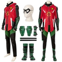 Knights Robin Red Costume Tim Drake Cosplay Richard Suit