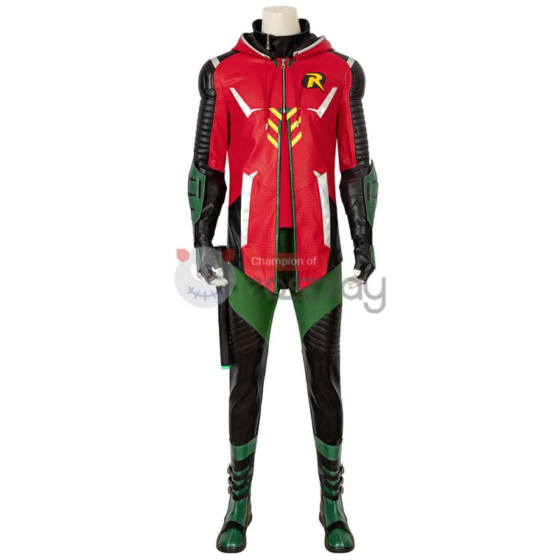 Knights Robin Red Costume Tim Drake Cosplay Richard Suit