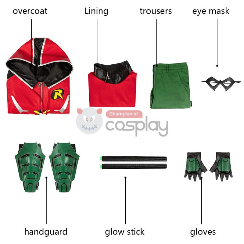 Knights Robin Red Costume Tim Drake Cosplay Richard Suit
