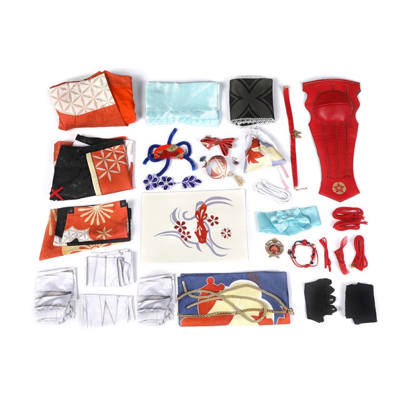 Genshin Impact Yoimiya Cosplay Costume Deluxe Version Full Set