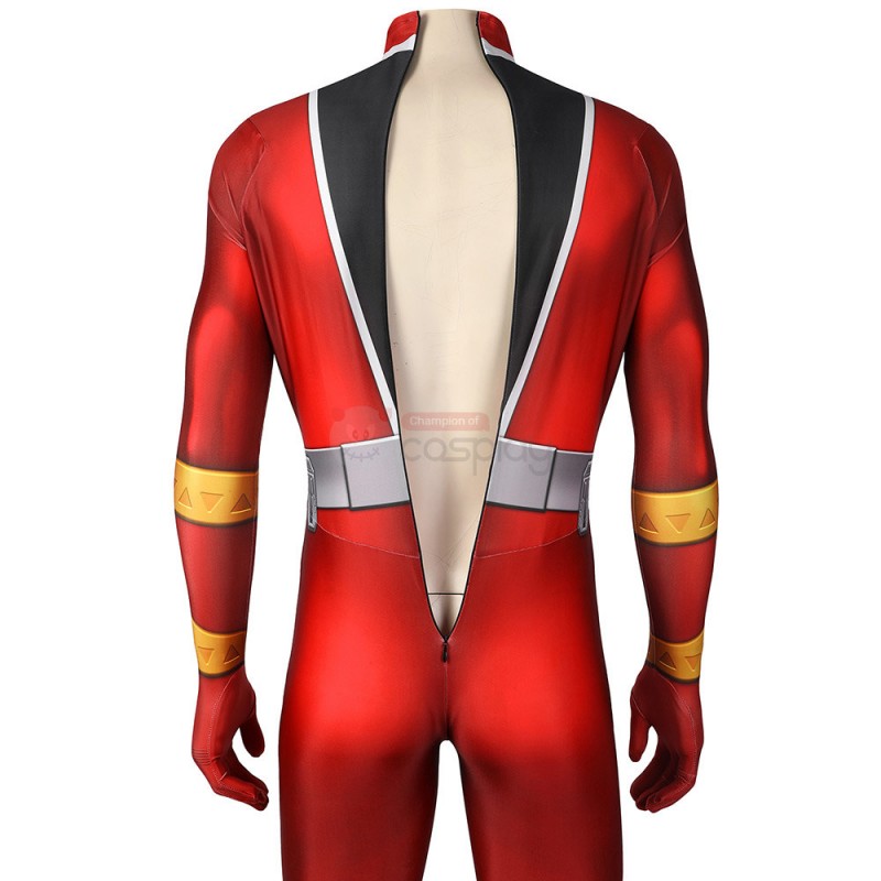 Red Power Ranger Suit Koh Ryusoulger Red Ranger Cosplay Zentai