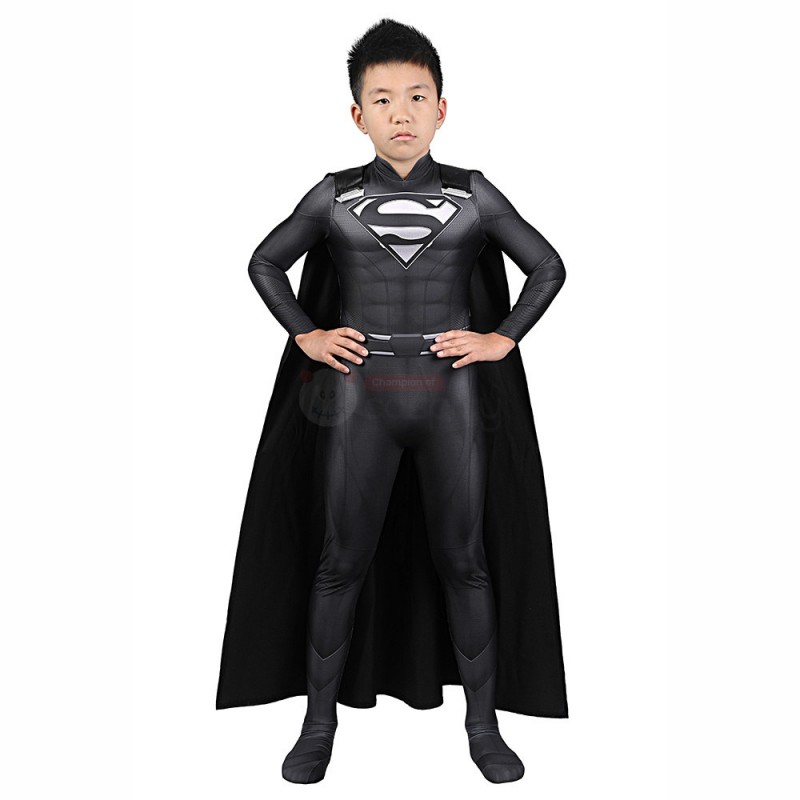 Children Clark Bodysuit Black Bat Cosplay Costume
