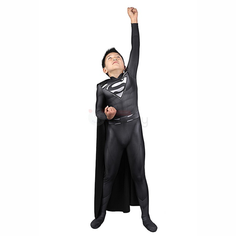 Children Clark Bodysuit Black Bat Cosplay Costume