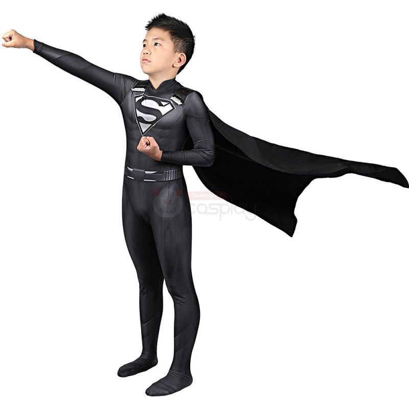 Children Clark Bodysuit Black Bat Cosplay Costume