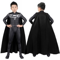 Kids Clark Kent Bodysuit Superhero Halloween Black Cosplay Costume